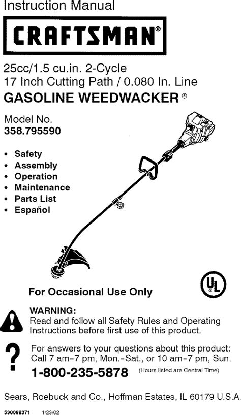 Craftsman 25cc weed eater manual - View and Download Craftsman WEEDWACKER C944.514360 instruction manual online. 25cc / 1.5 cu.in. 2-Cycle 16 Inch Cutting Path / 0.080 In. Line GASOLINE WEEDWACKER. WEEDWACKER C944.514360 trimmer pdf manual download.